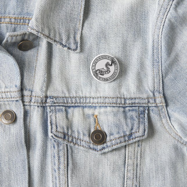 The Olympians! Poseidon / Neptune symbol badge Button (In Situ)
