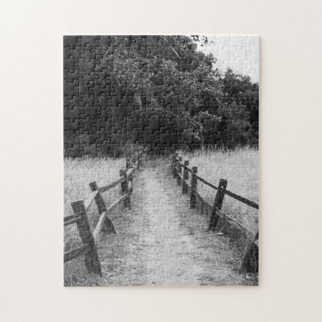 The One Less Traveled Black and White Puzzle (Vertical)