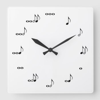 The One Of A Kind Square Music Note Clock White by CustomizedCreationz at Zazzle