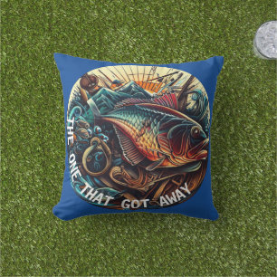 The One That Got Away Fishing Outdoor Pillow