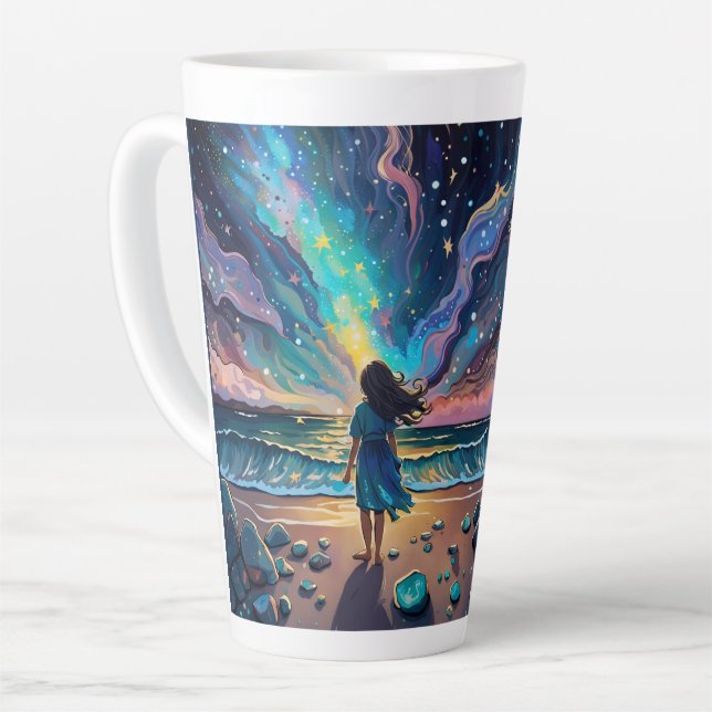 the one who seeks to pluck the stars.  latte mug (Left Angle)