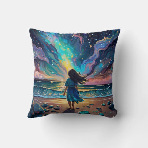 the one who seeks to pluck the stars.  throw pillow
