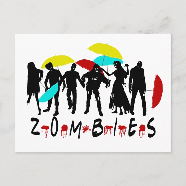 The One With The Zombies Parody Funny Halloween Postcard (Front)