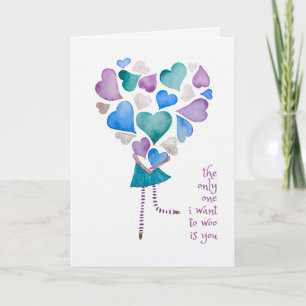 The Only One I Want to Woo - Watercolour Love Card
