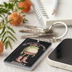 The Only Squat I'm Doin' Is Diddly Funny Cowboy Keychain