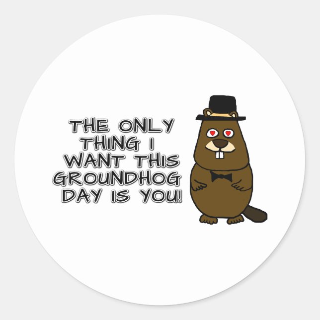 The only thing I want this Groundhog Day is you! Classic Round Sticker (Front)