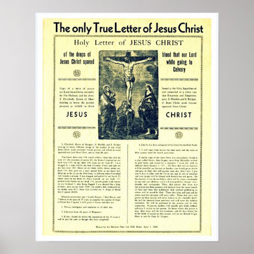 The Only True Letter of Jesus Christ Poster