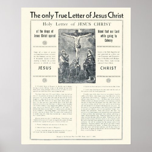 The Only True Letter of Jesus Christ Poster
