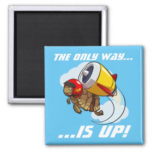 The Only Way Is Up Motivational Tortoise Cartoon Magnet