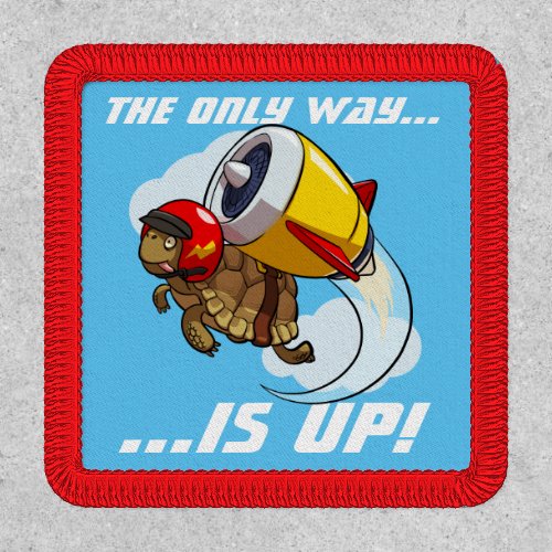 The Only Way Is Up Motivational Tortoise Cartoon Patch