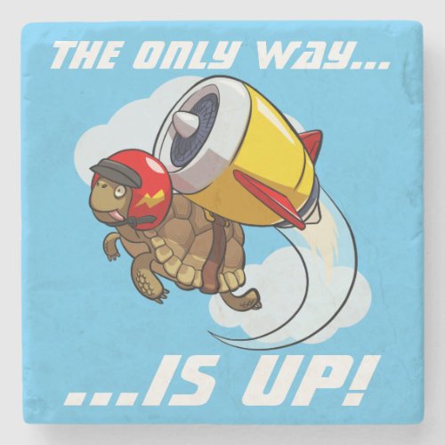 The Only Way Is Up Motivational Tortoise Cartoon Stone Coaster