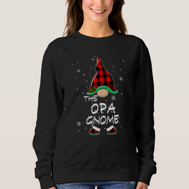 The Opa Gnome Red Buffalo Plaid Christmas Pajama Sweatshirt (Front)