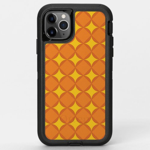 The Orange 70s year styling circle OtterBox Defender iPhone 11 Pro Max Case