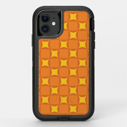 The Orange 70s year styling circle OtterBox Defender iPhone 11 Case