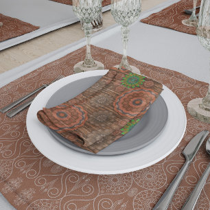 The Orange floral rainy scatter fibers textured Cloth Napkin