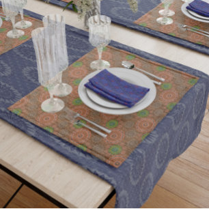 The Orange floral rainy scatter fibers textured Cloth Placemat