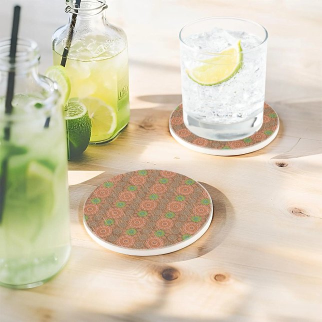 The Orange floral rainy scatter fibers textured Coaster (Creator Uploaded)