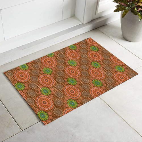 The Orange floral rainy scatter fibers textured Doormat