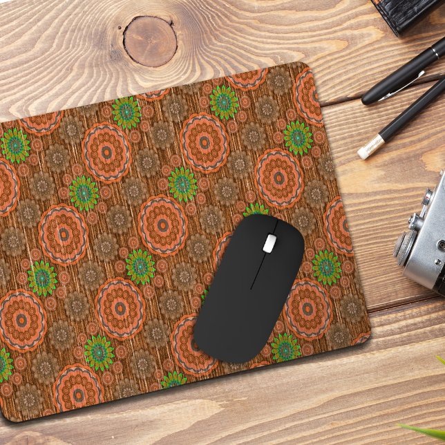 The Orange floral rainy scatter fibers textured Mouse Pad (Creator Uploaded)