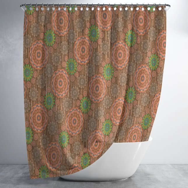 The Orange floral rainy scatter fibers textured  Shower Curtain (Creator Uploaded)