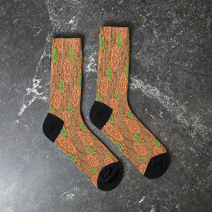 The Orange floral rainy scatter fibers textured Socks