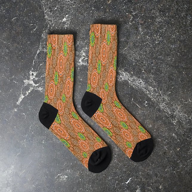 The Orange floral rainy scatter fibers textured Socks (Creator Uploaded)