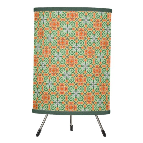 The Orange Grove Abstract Geometric Fine Art Green Tripod Lamp