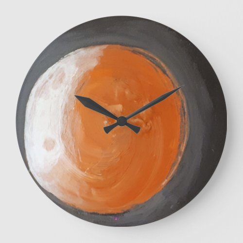 The Orange Planet Large Clock