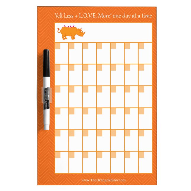 The Orange Rhino 30-Day Calendar White Board (Front)