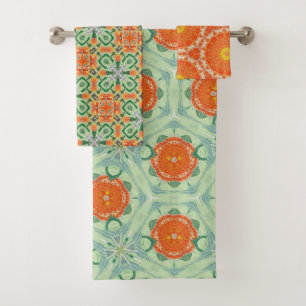 The Orange Slice Collection Orange and Green Bath Towel Set