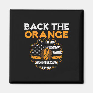 The Orange Sunflower Us Flag Leukemia Awareness Su Magnet
