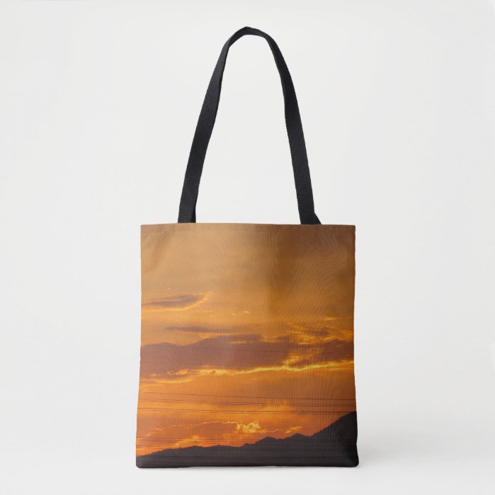 The Orange Sunset Mountain Tote Bag