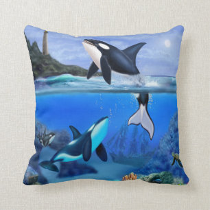 The Orca Family Throw Pillow