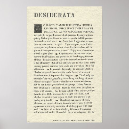 The Original Desiderata Poster by Max Ehrmann