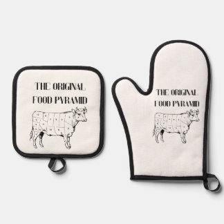 The Original Food Pyramid Oven Mitt & Pot Holder Set