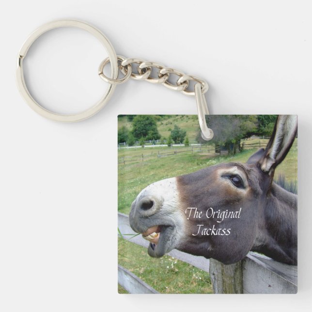The Original Jackass Funny Donkey Mule Farm Animal Keychain (Front)