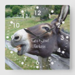 The Original Jackass Funny Donkey Mule Farm Animal Square Wall Clock at Zazzle