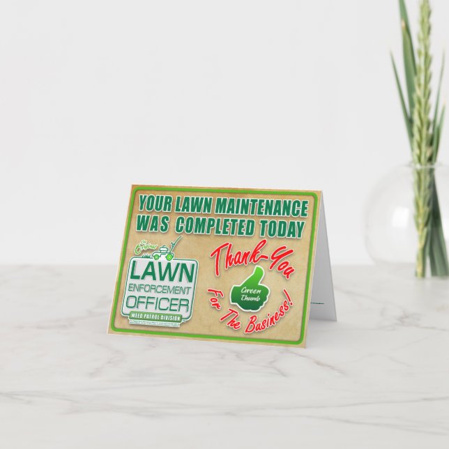 The Original Lawn Enforcement Officer brand Thank You Card (Front)