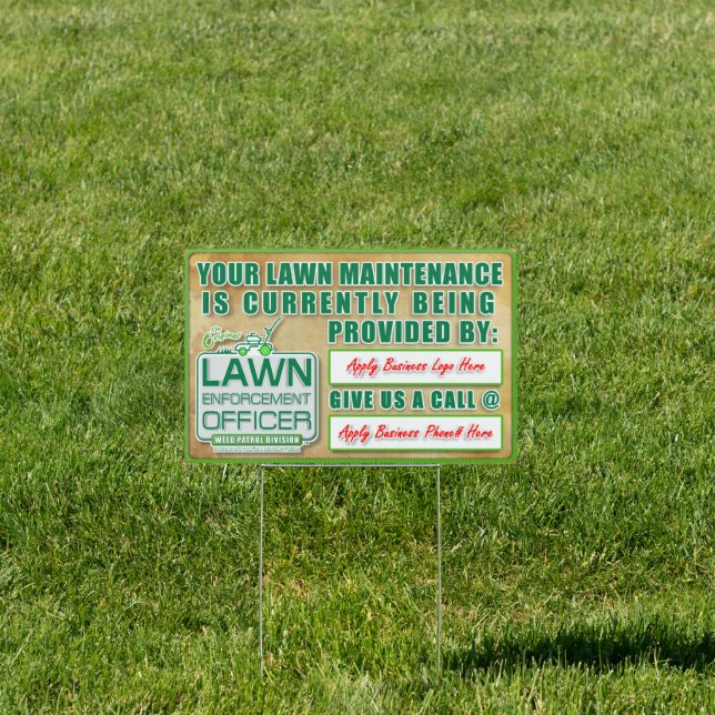 The Original Lawn Enforcement Officer brand yard Sign (Insitu)