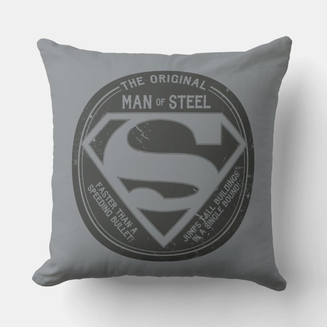 The Original Man of Steel Throw Pillow (Front)