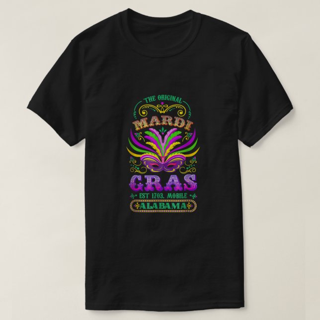 The Original Mardi Gras Mobile Alabama 1703 T-Shirt (Design Front)
