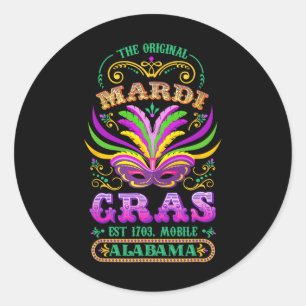 The Original Mardi Gras Mobile Alabyma 1703  Classic Round Sticker