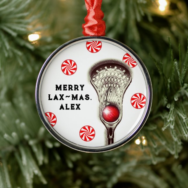 The Original Merry Lax-mas Lacrosse Metal Ornament (Tree)
