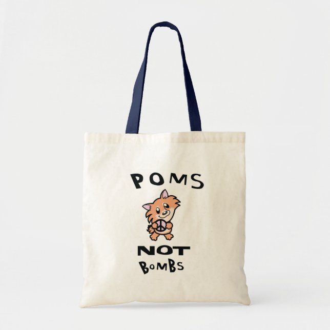 THE Original, one and only Poms Not Bombs Tote Bag (Front)