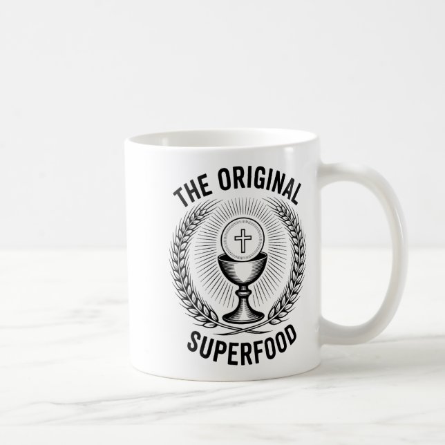 The Original Superfood Eucharist Catholic M  Coffee Mug (Right)