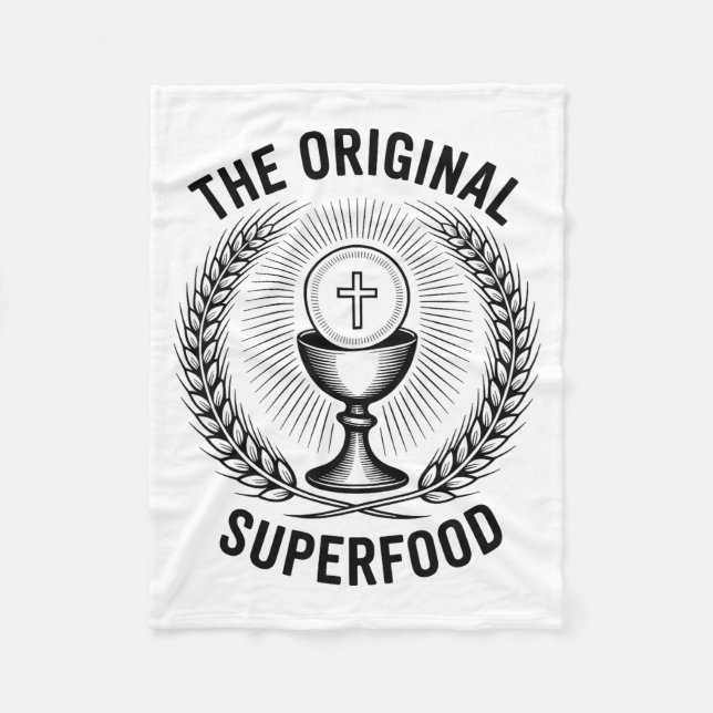 The Original Superfood Eucharist Catholic M  Fleece Blanket (Front)