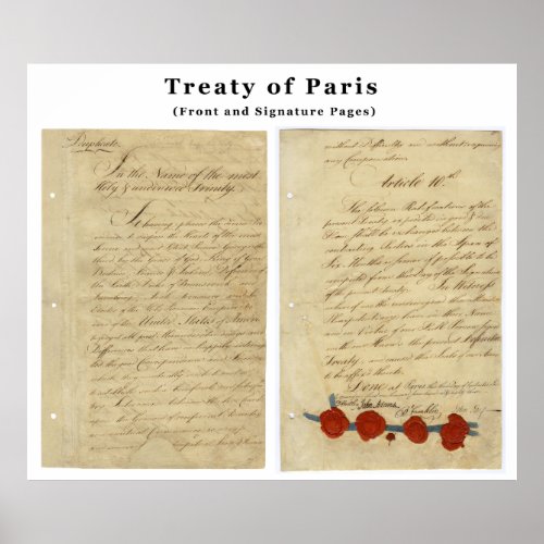 The ORIGINAL Treaty of Paris 1783 Poster