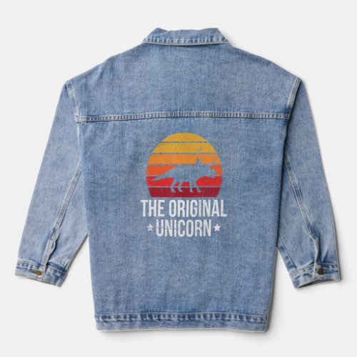 The Original Unicorn For A Triceratops Fan  Denim Jacket