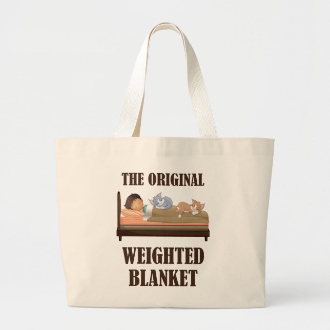 The Original Weighted Blanket Cute Cat Lover Large Tote Bag (Front)