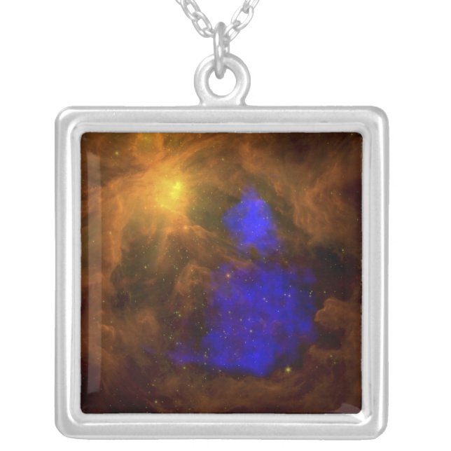The Orion nebula in the infrared Silver Plated Necklace (Front)